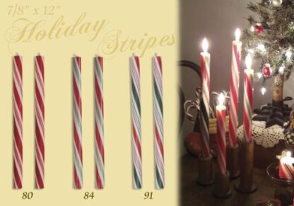 7/8" x 12" Holiday Stripes Candles