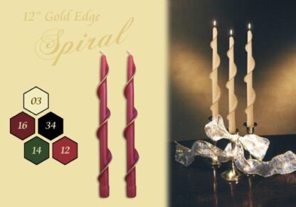 12" Gold Edge Spiral Candles
