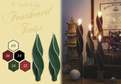 8" Gold Edge Feathered Twist Candles
