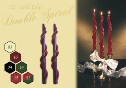 12" Gold Edge Double Spiral Candles
