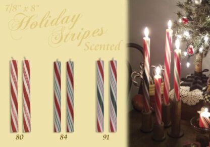 7/8" x 8" Holiday Stripes Scented Candles