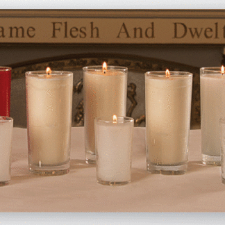 Glass encased Votives Red and Crystal Candles